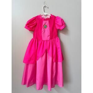 Super Mario Princess Peach Costume Dress Pink Cosplay Halloween Girls Size 2T